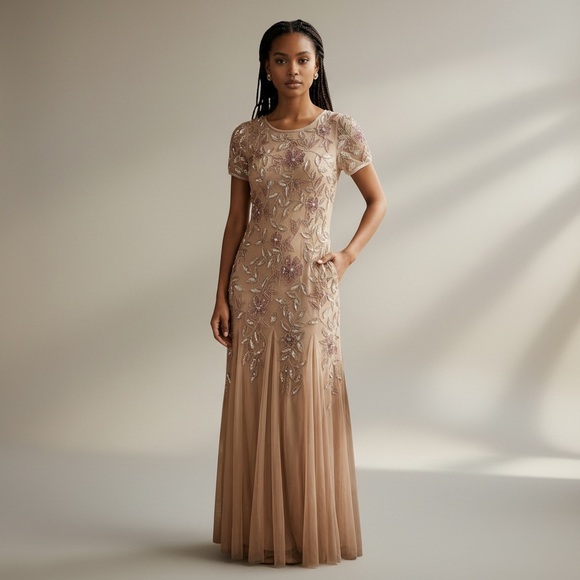 Adrianna Papell Blush Floral Maxi Dress - Picture 6 of 8